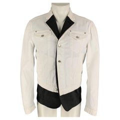 DSQUARED2 Size 40 White Grey Wool Blend Vest Layer Trucker Jacket