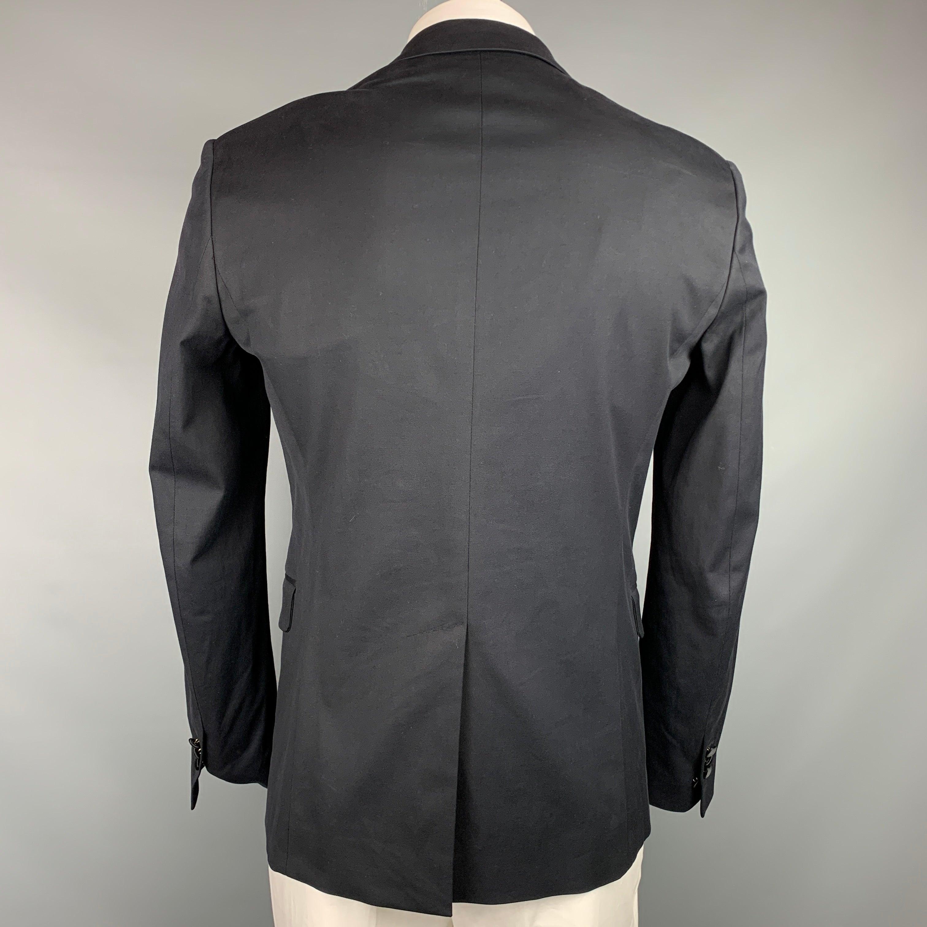 Men's DSQUARED2 Size 42 Black Applique Cotton Peak Lapel Sport Coat For Sale