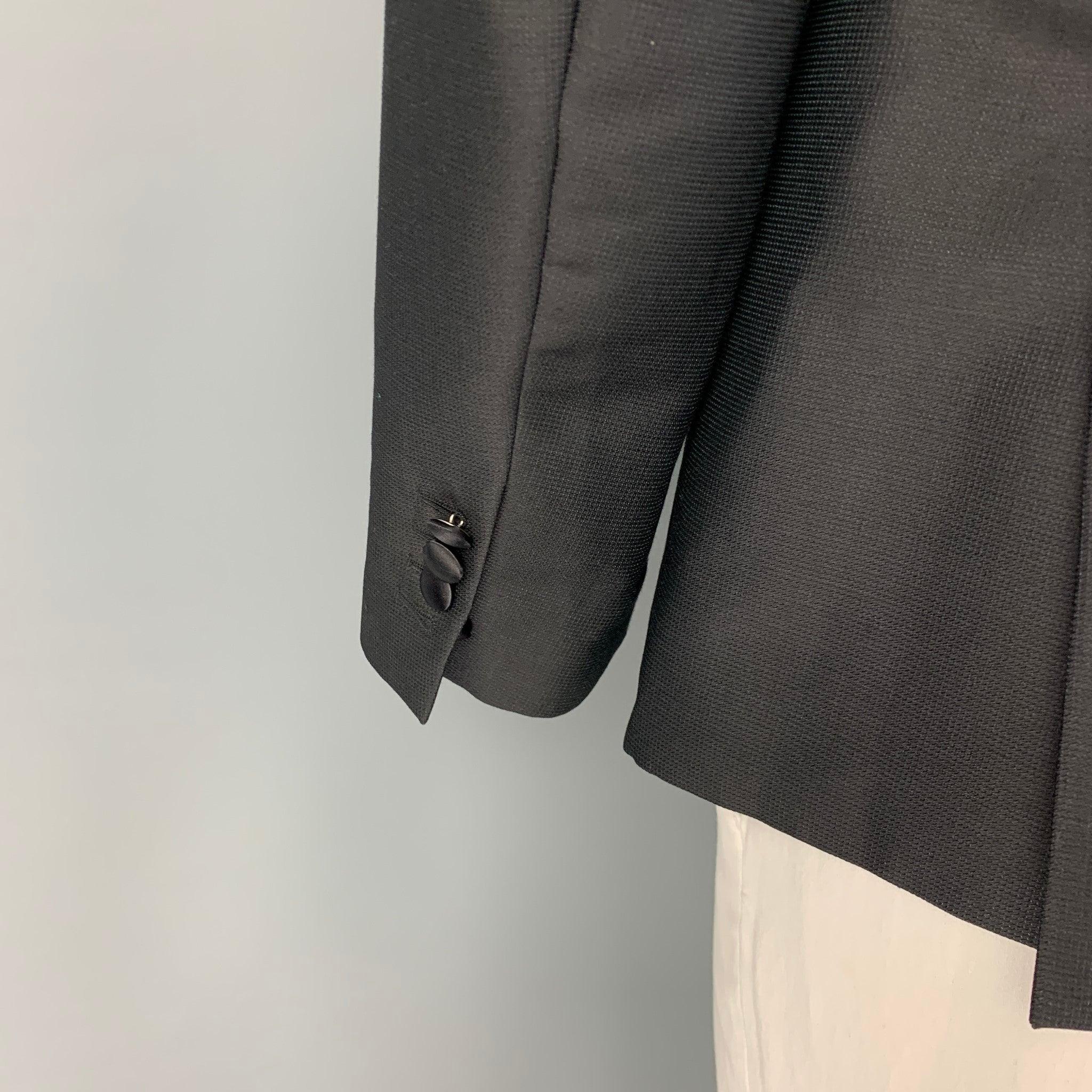 Men's DSQUARED2 Size 42 Black Nailhead Mohair Blend Peak Lapel Sport Coat For Sale