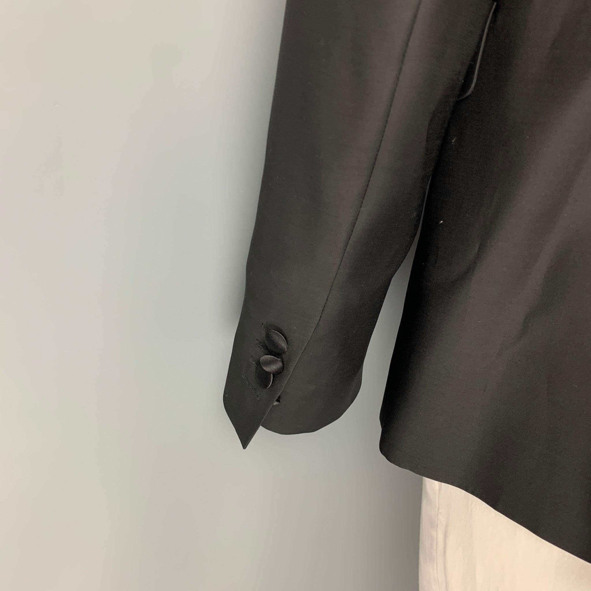 Men's DSQUARED2 Size 42 Black Wool Silk Peak Lapel Sport Coat For Sale