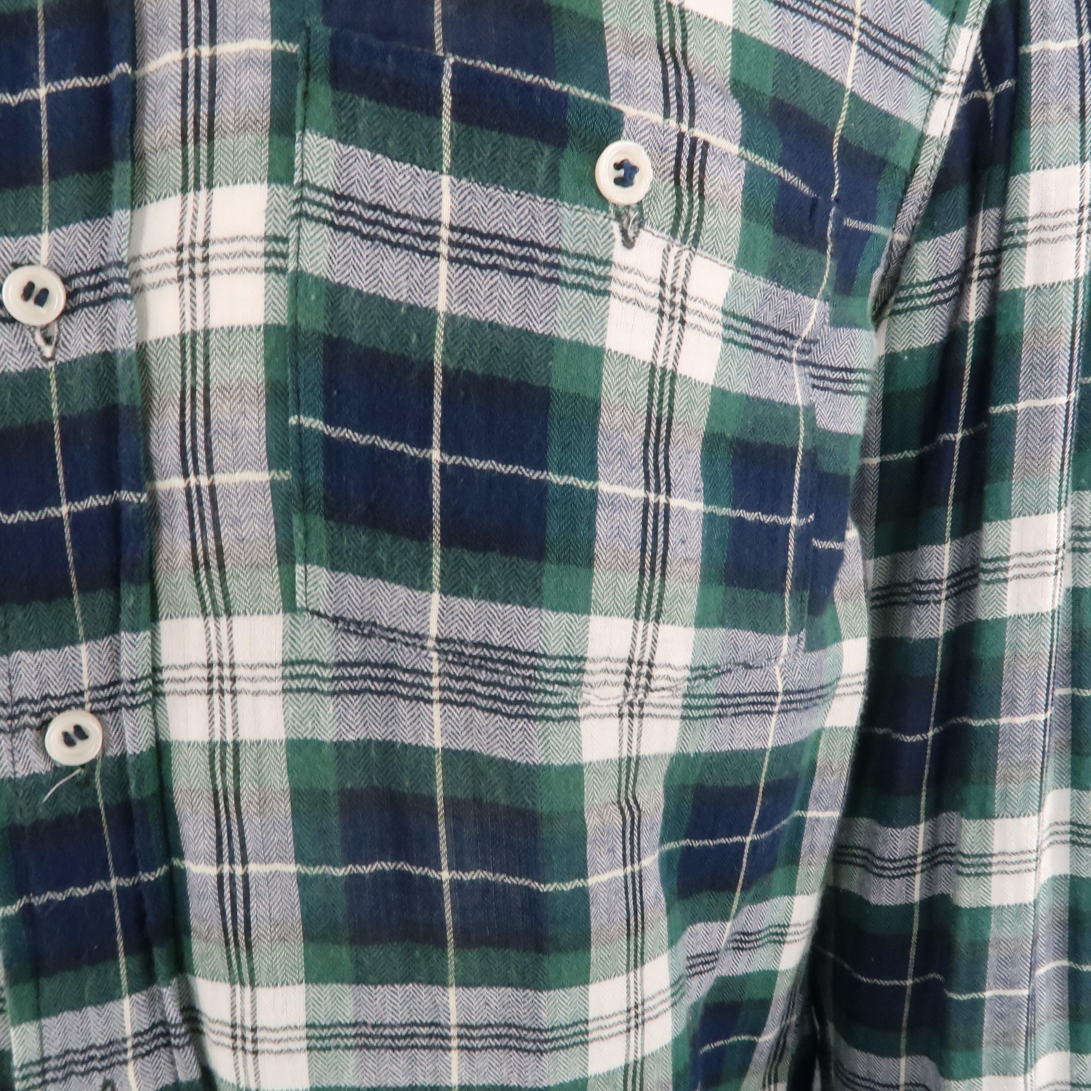 DSQUARED2 Size 42 Green & Blue Plaid Cotton Button Up Long Sleeve Shirt In Good Condition For Sale In San Francisco, CA