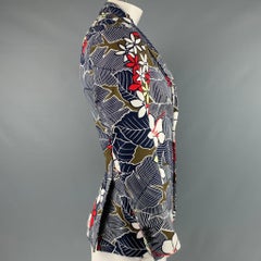 DSQUARED2 Size 42 Navy Multi-Color Floral Cotton Elastane Sport Coat