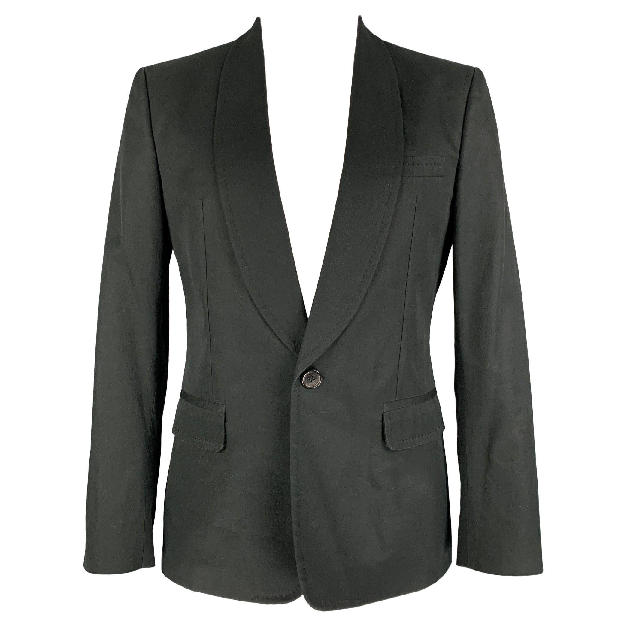 DSQUARED2 Talla 44 Abrigo negro de algodón con cuello chal