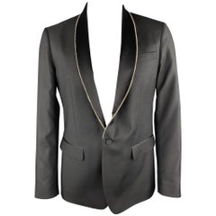 DSQUARED2 Size 44 Black Embellishment Wool Shawl Collar Sport Coat