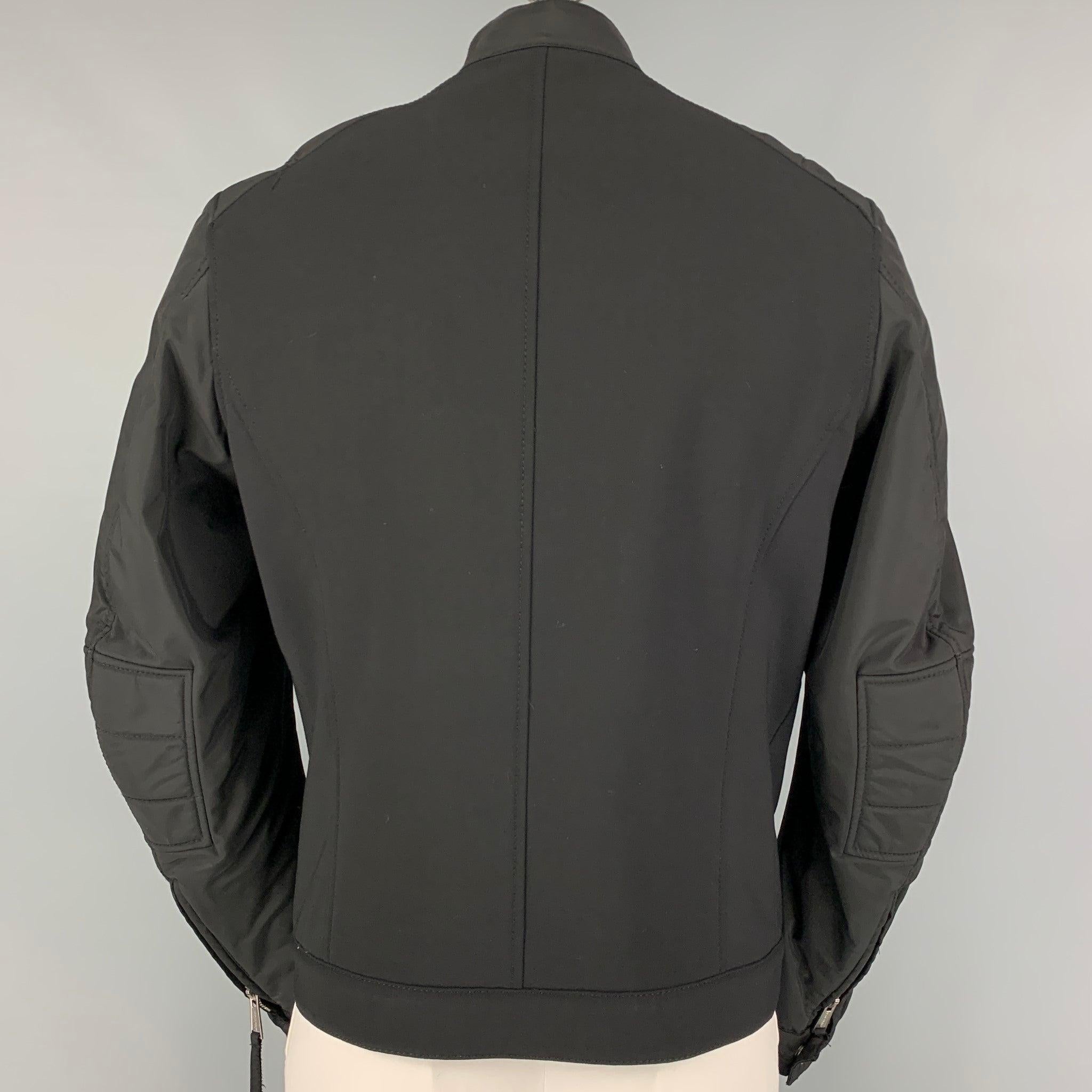 DSQUARED2 Size 44 Black Mixed Fabrics Wool Blend Zip Up Jacket In Good Condition For Sale In San Francisco, CA