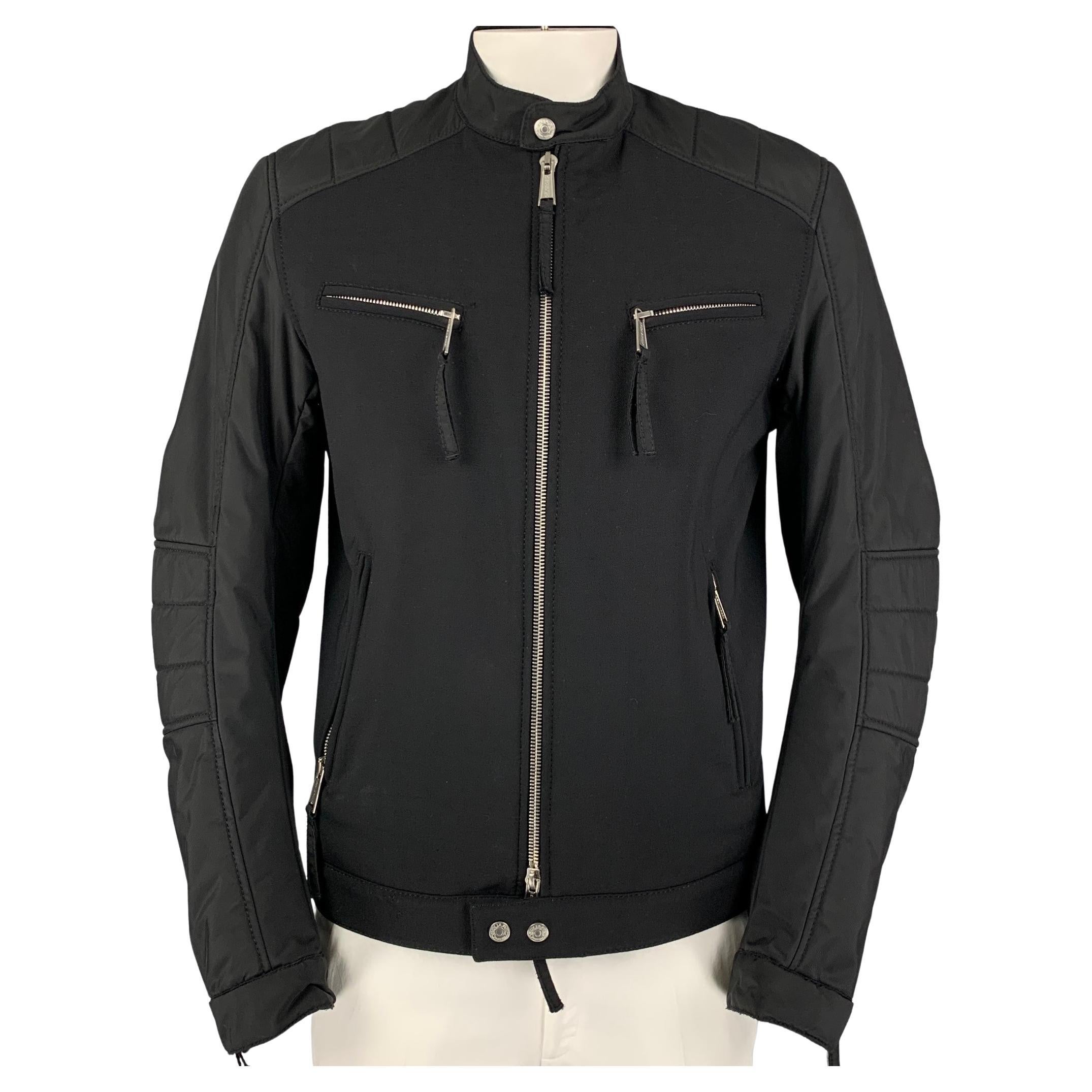 DSQUARED2 Size 44 Black Mixed Fabrics Wool Blend Zip Up Jacket
