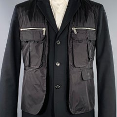 DSQUARED2 Size 44 Black Silver Virgin Wool Blend Utility Sport Coat
