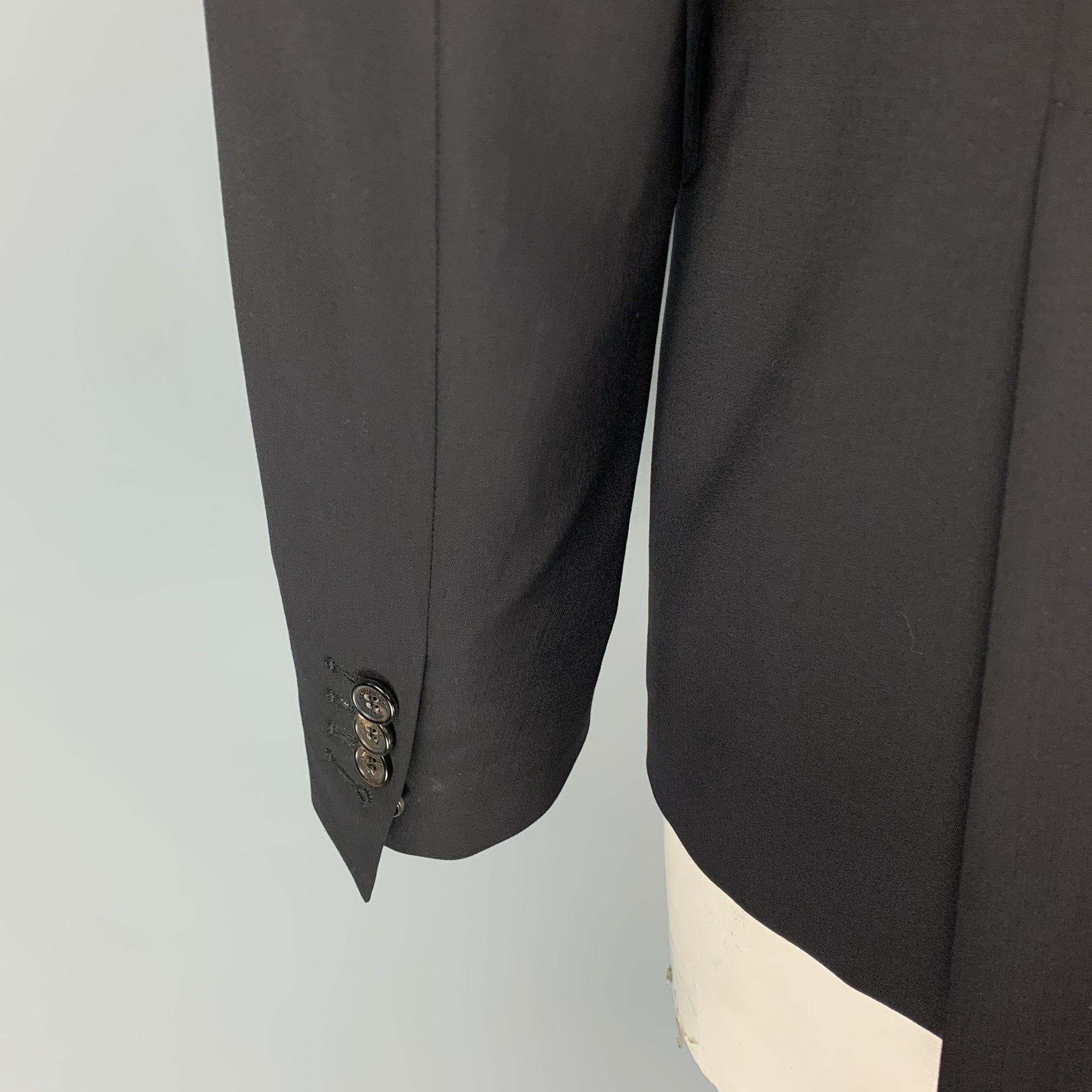 Dsquared2 Taille 44 Manteau sport à revers échancré en laine mélangée noire Bon état - En vente à San Francisco, CA