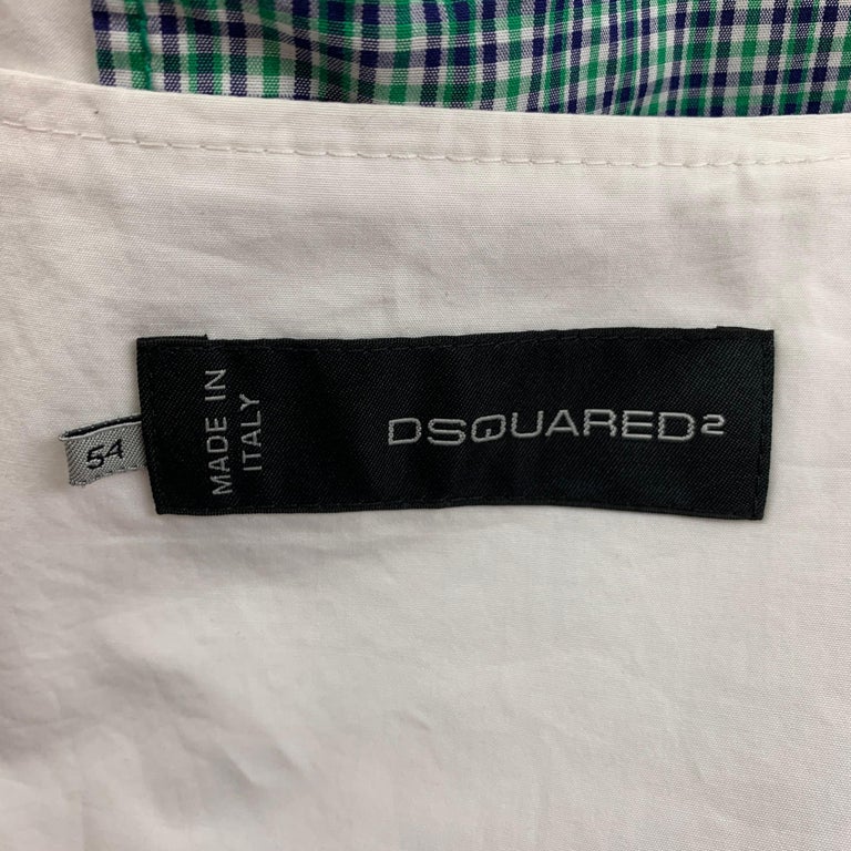 DSQUARED2 Size 44 Green Navy White Plaid Cotton Buttoned Vest For