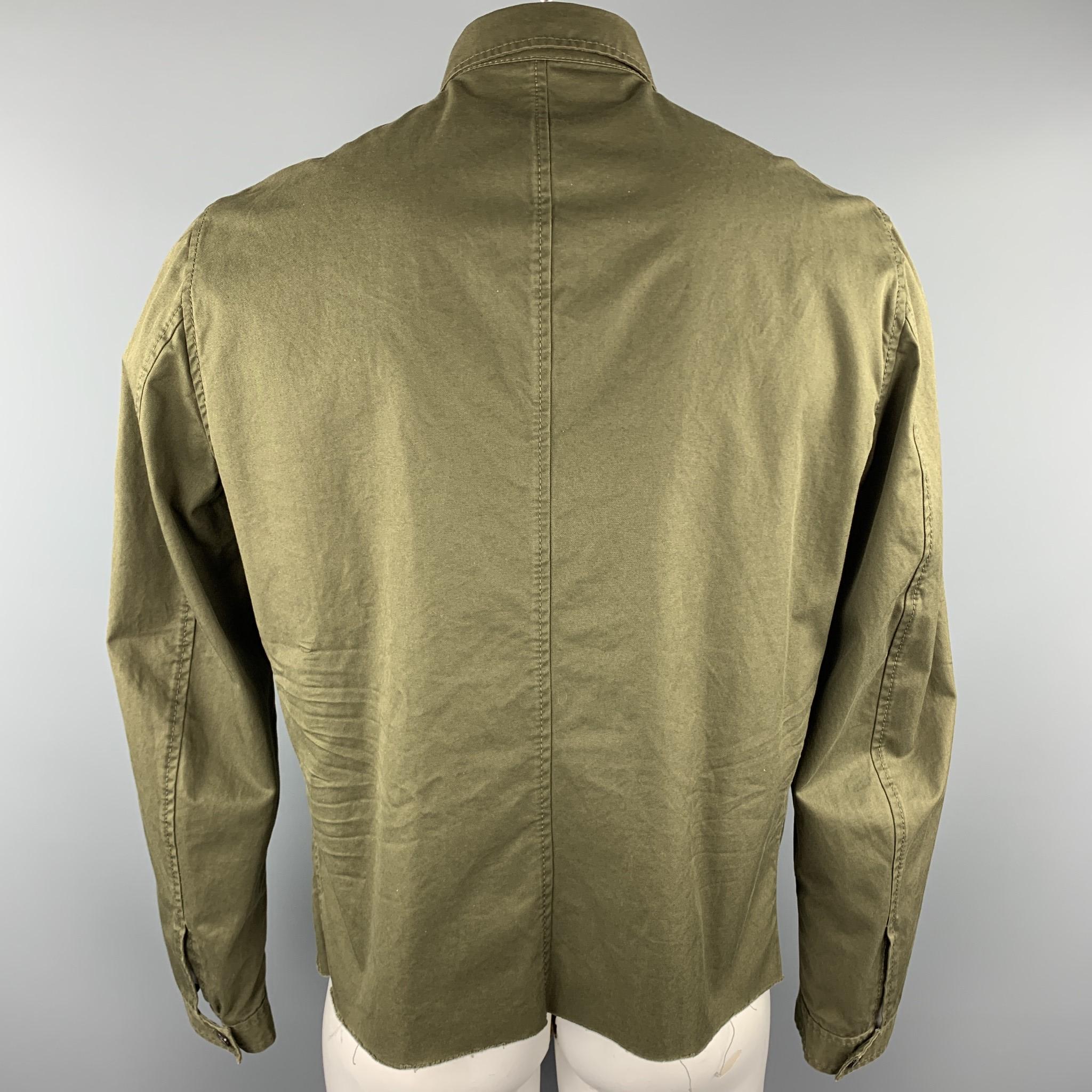 Brown DSQUARED2 Size 44 Olive Cotton Zebra Ponyhair Trim Army Jacket