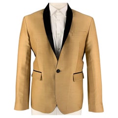DSQUARED2 Size 46 Tan Black Wool Silk Shawl Collar Sport Coat