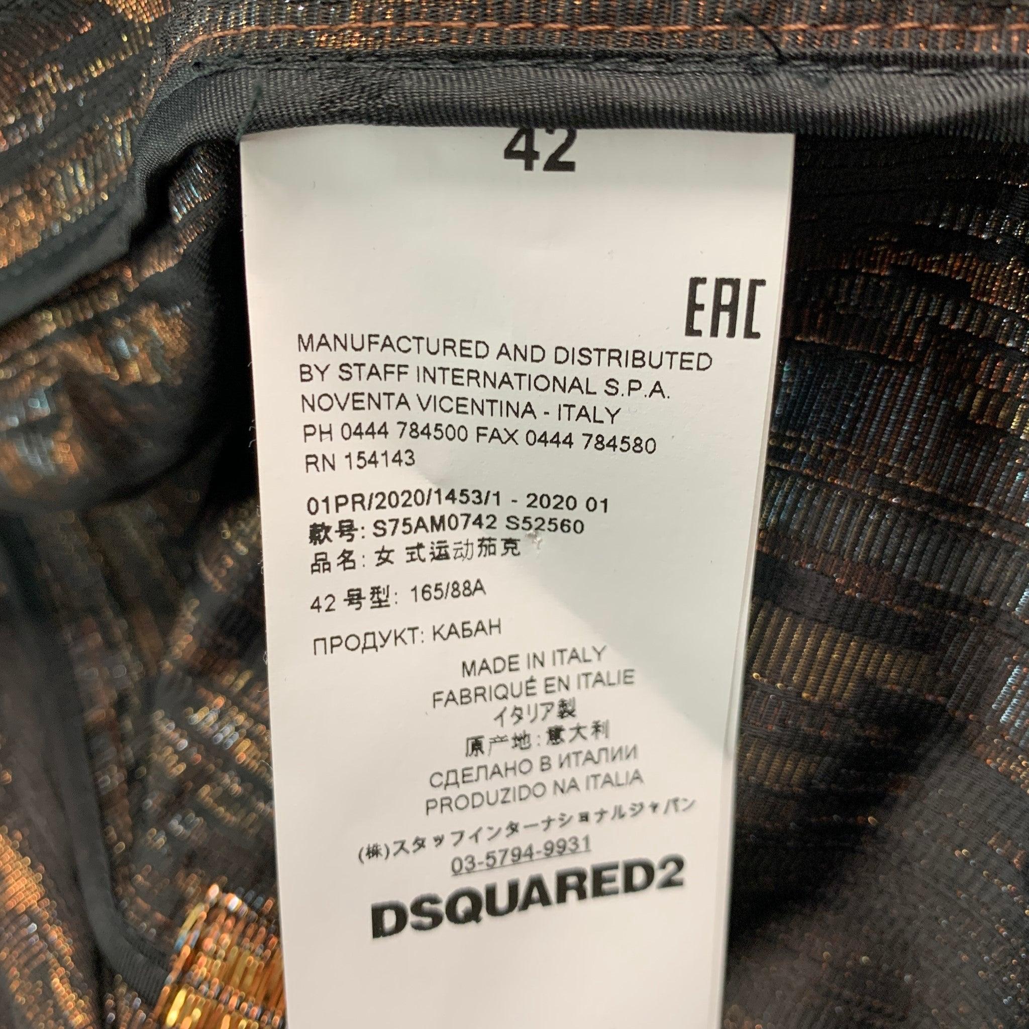 DSQUARED2 Size 6 Gold Silver Polyester Viscose Metallic Jacket For Sale 2