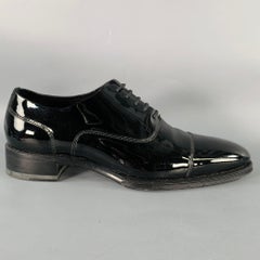 DSQUARED2 Size 7 Black Patent Leather Oxford Lace-Up Shoes