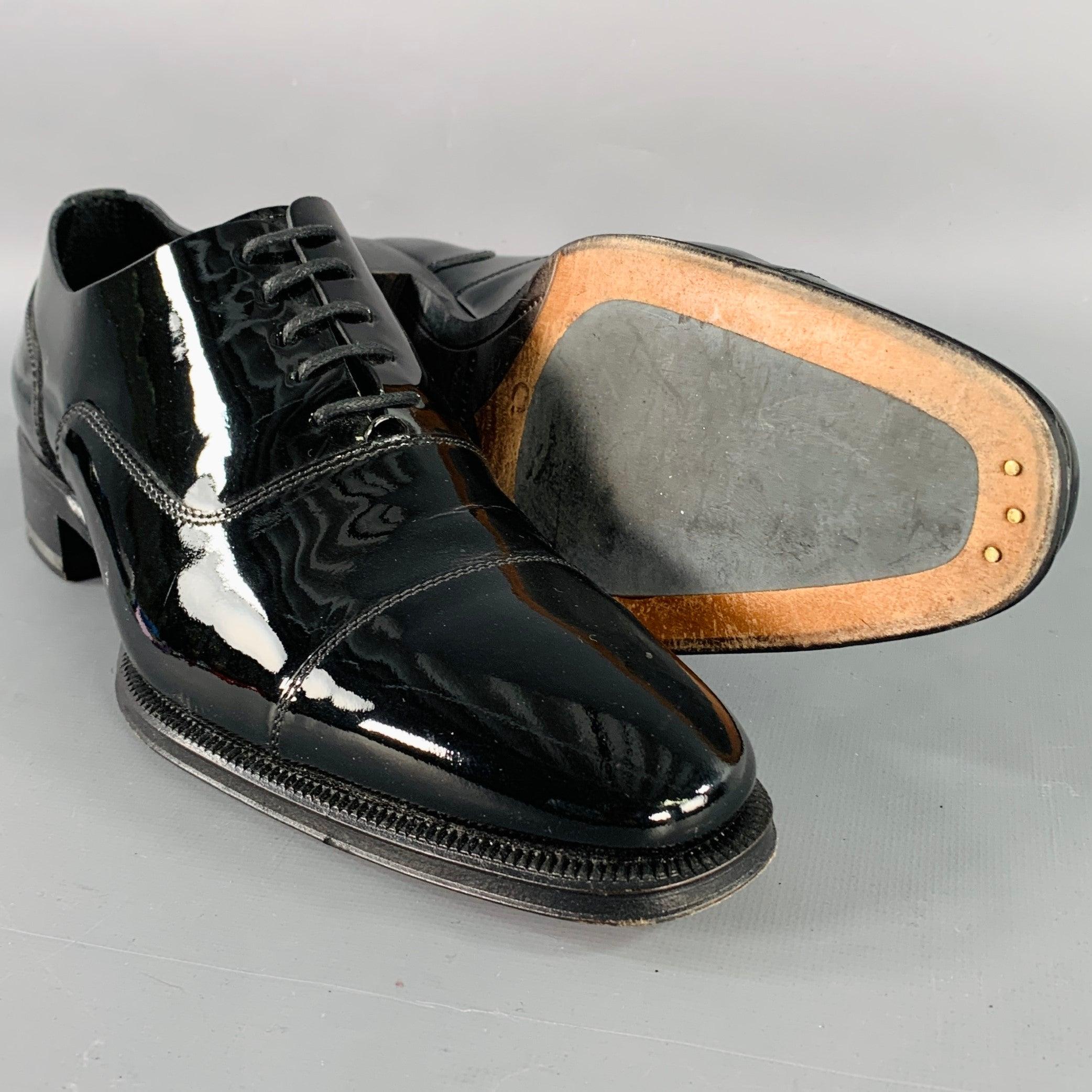 DSQUARED2 Size 7 Black Patent Leather Oxford Lace-Up Shoes For Sale 1