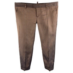 DSQUARED2 Größe 8 Brown Jacquard Silk Cropped Dress Pants
