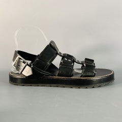 DSQUARED2 Size 8 Harley Black Silver Leather Buckle Sandals