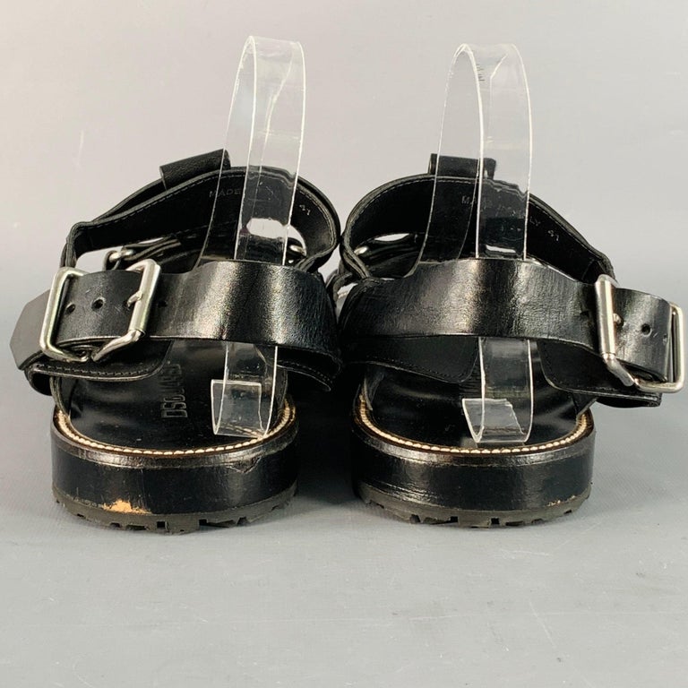 DSQUARED2 Size 8 Harley Black Silver Leather Buckle Sandals DSQUARED2 Size 8 Harley Black Silver Leather Buckle Sandals  main image 3