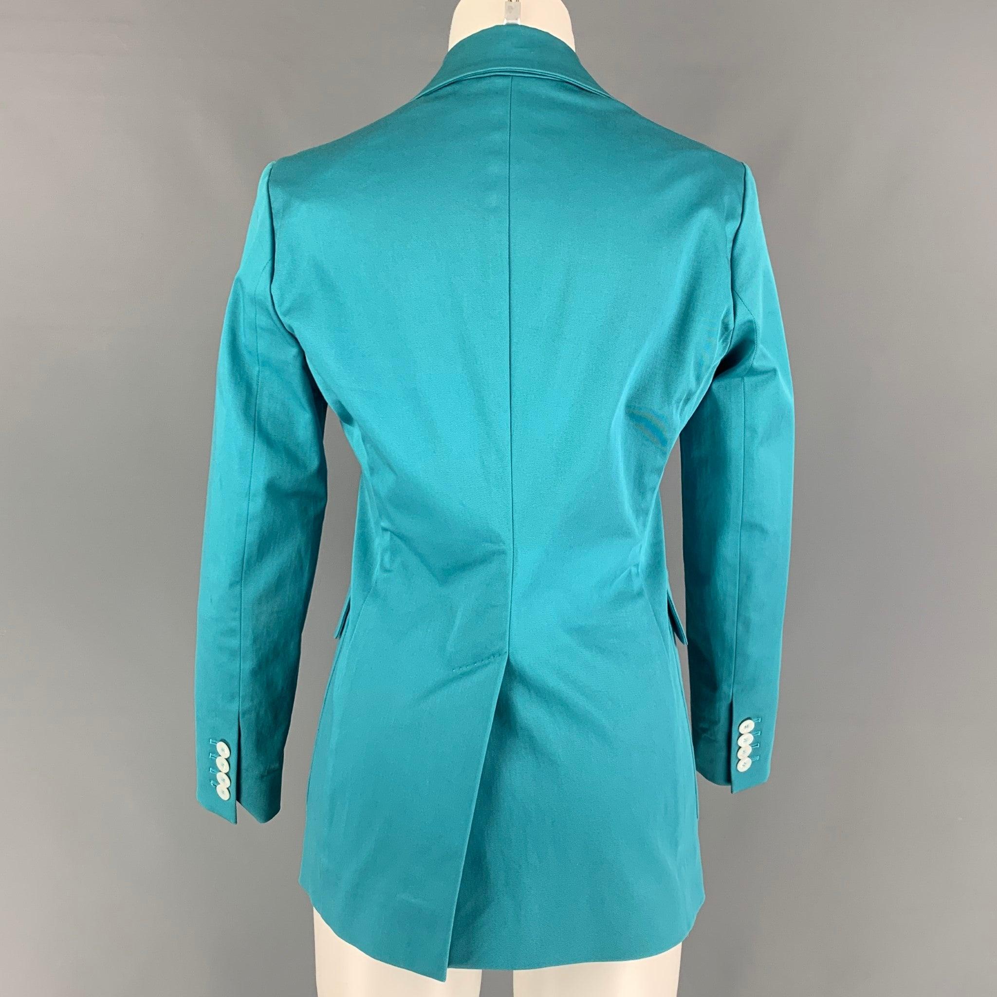 DSQUARED2 Size 8 Teal Cotton Jacket Blazer In Good Condition For Sale In San Francisco, CA
