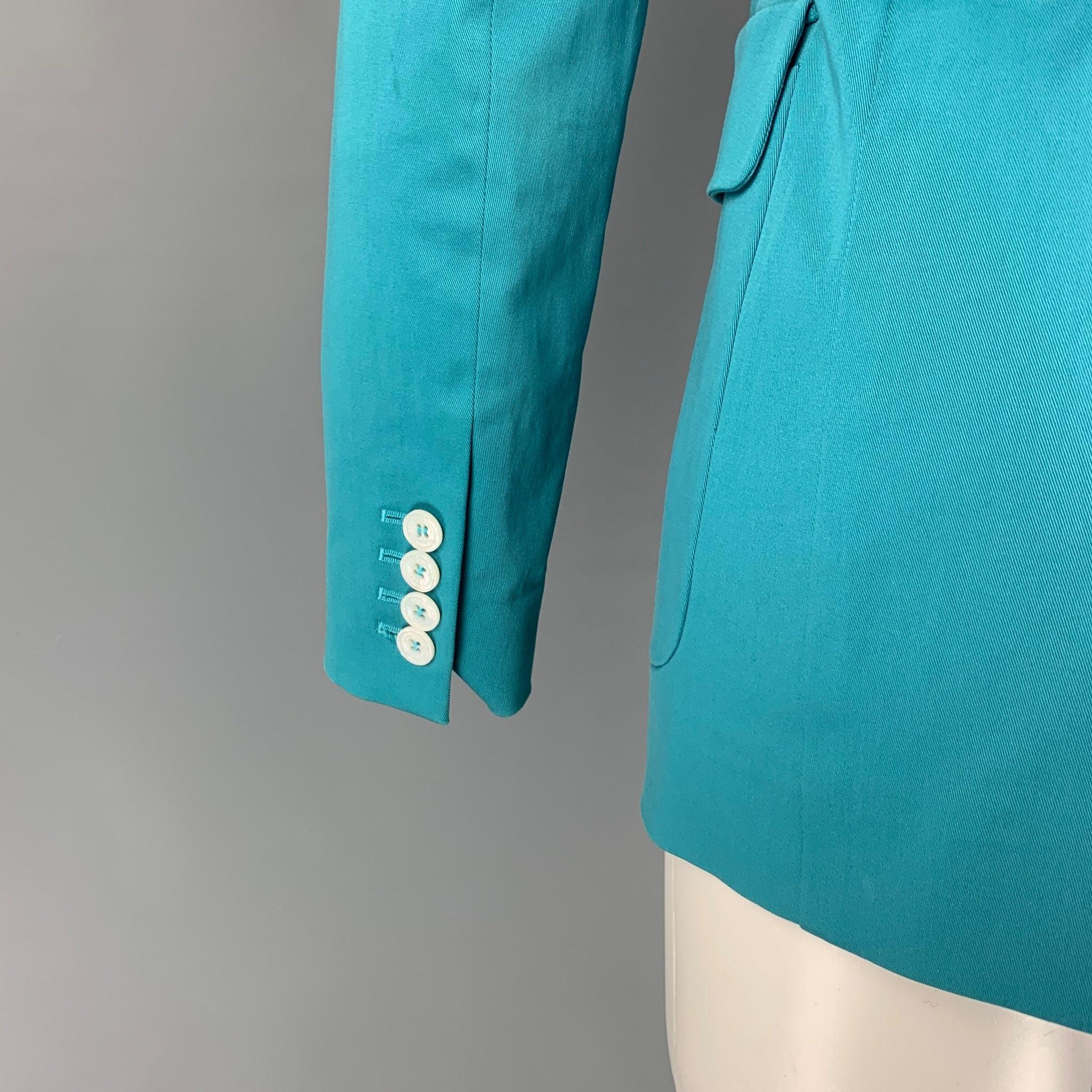 Women's DSQUARED2 Size 8 Teal Cotton Jacket Blazer For Sale