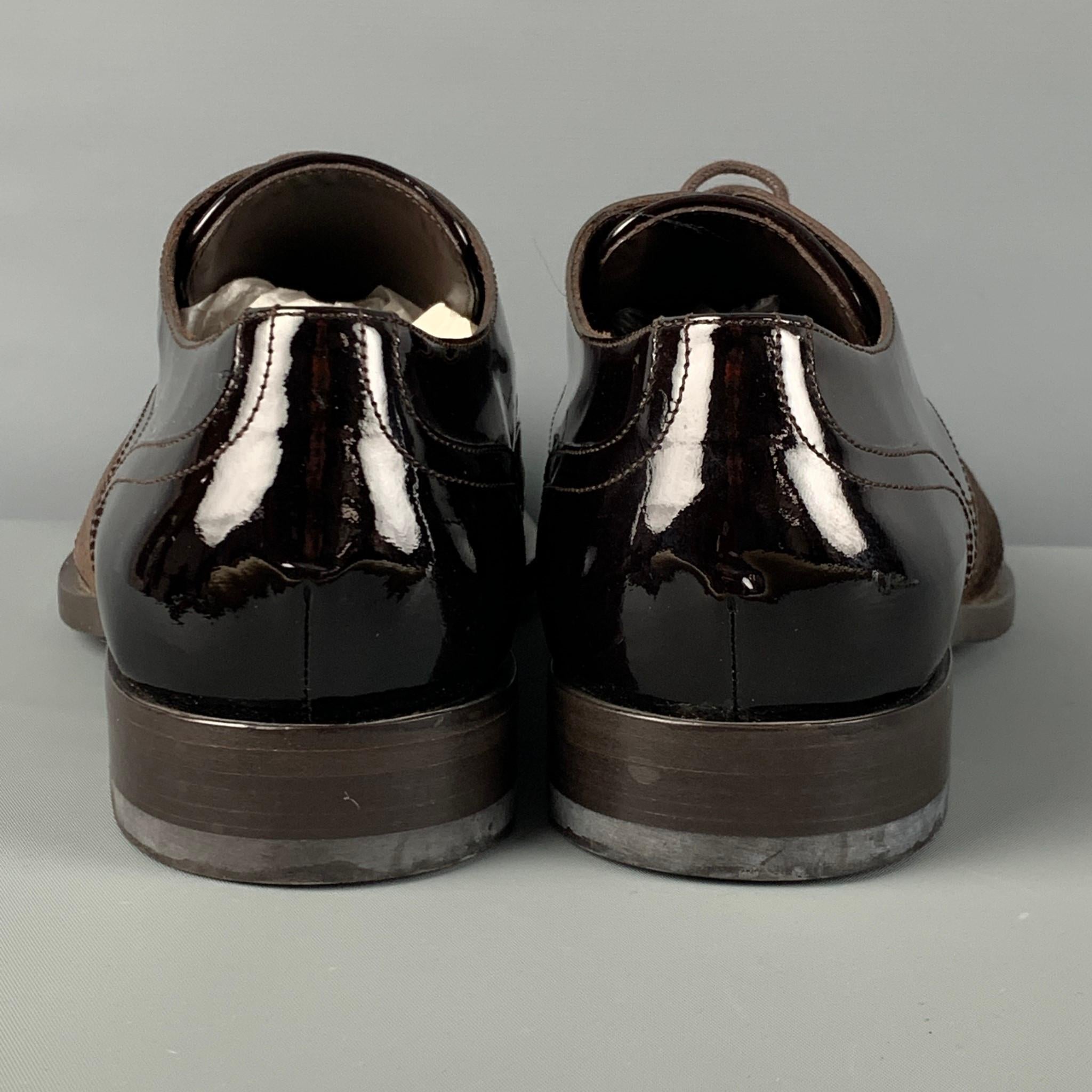 Men's DSQUARED2 Size 9 Brown Mixed Materials Velvet Wingtip Lace Up Shoes