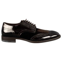 DSQUARED2 Size 9 Brown Mixed Materials Velvet Wingtip Lace Up Shoes