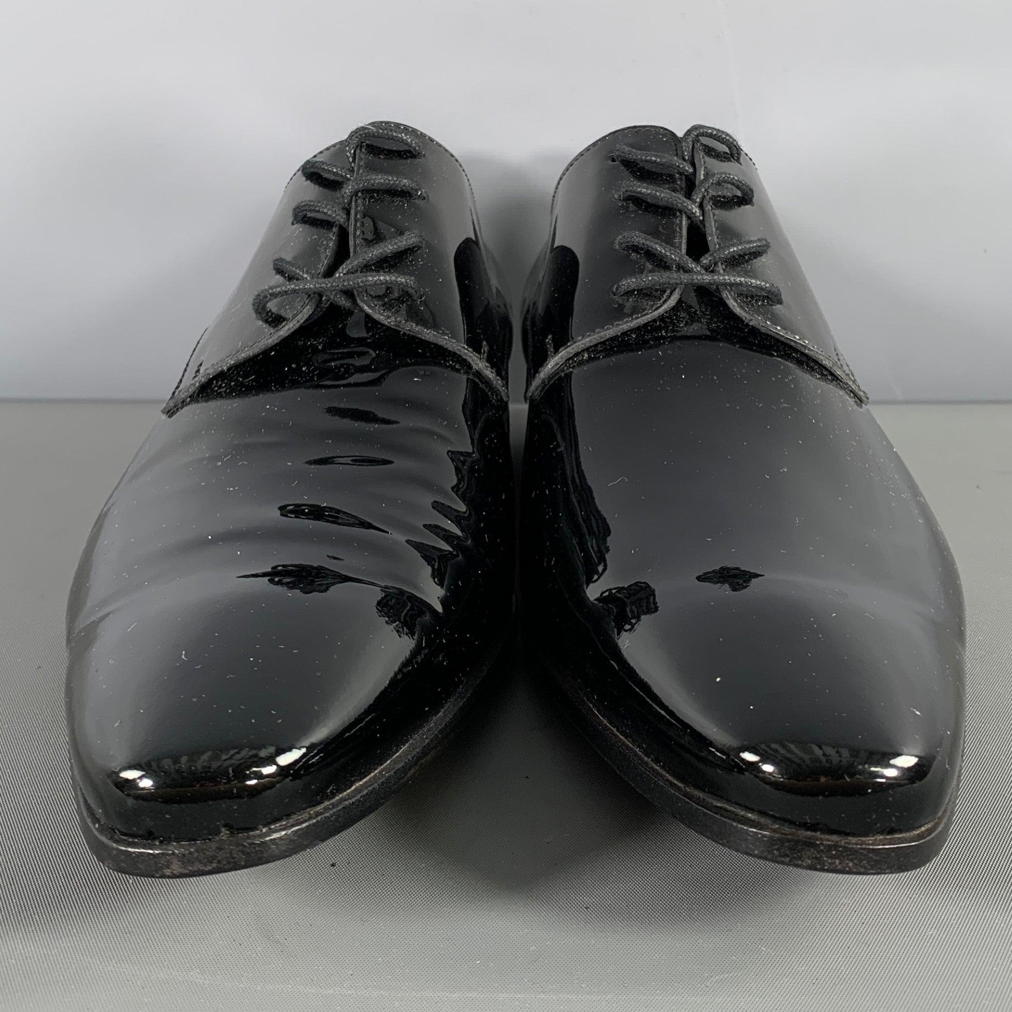 DSQUARED2 Size 9.5 Black Solid Leather Lace Up Lace Up Shoes In Excellent Condition For Sale In San Francisco, CA