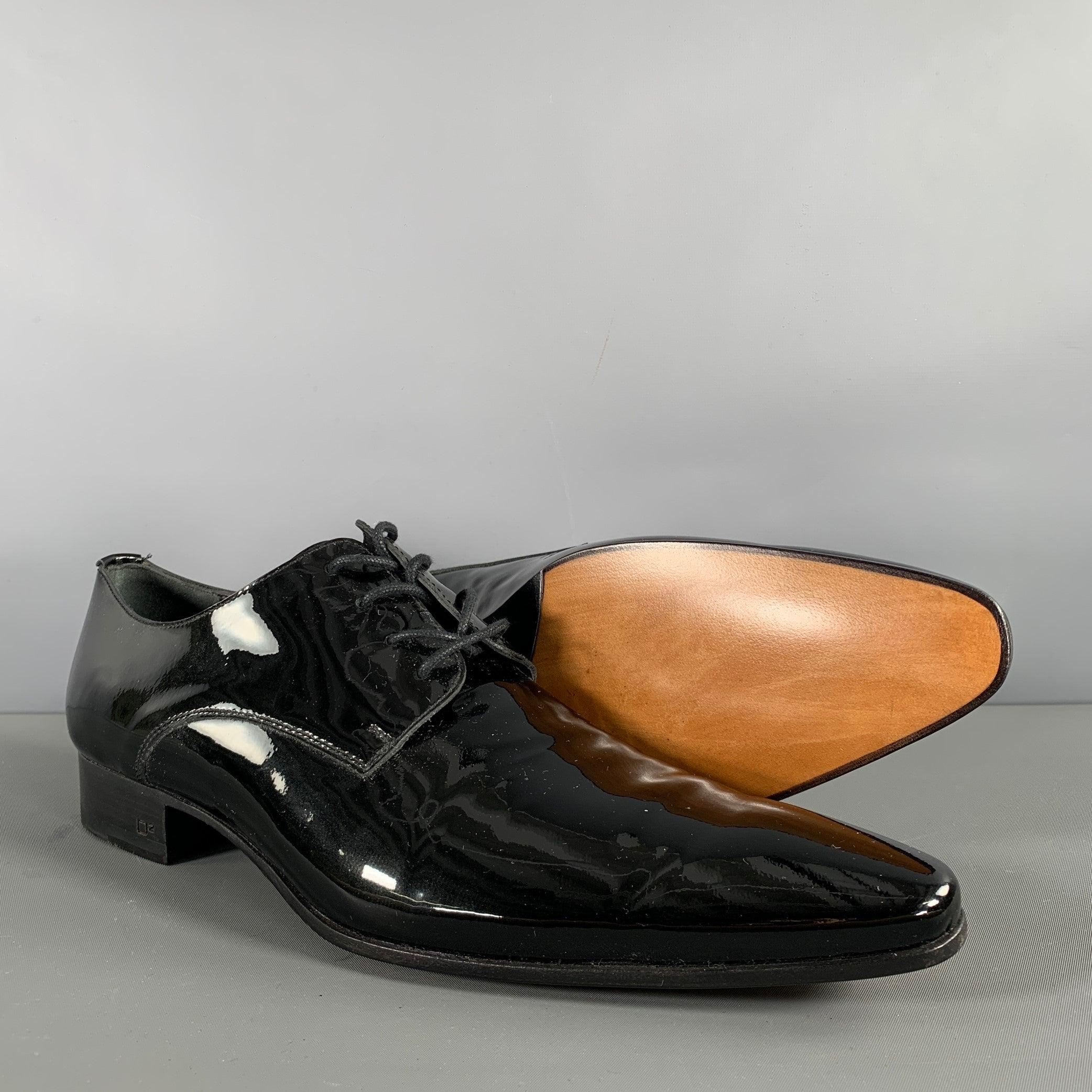 DSQUARED2 Size 9.5 Black Solid Leather Lace Up Lace Up Shoes For Sale 1