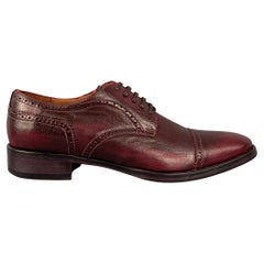 DSQUARED2 - Chaussures à lacets à bout arrondi en cuir ancien bordeaux, taille 9,5