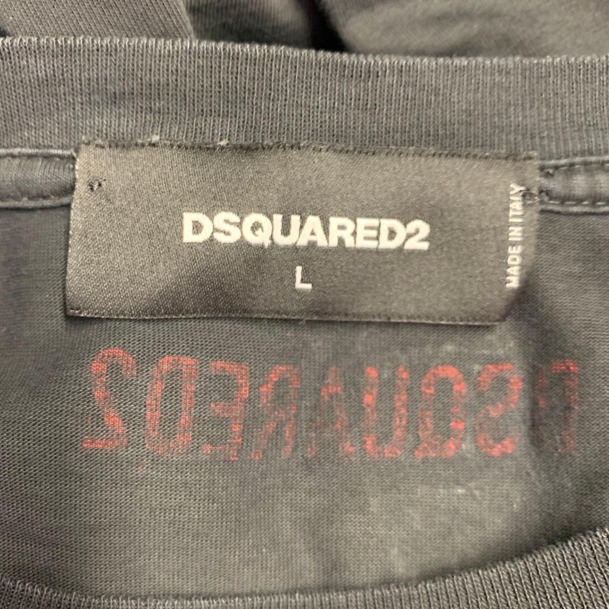 De los hombres Camiseta manga corta DSQUARED2 Talla L Negra Roja Logo Hoja Arce en venta