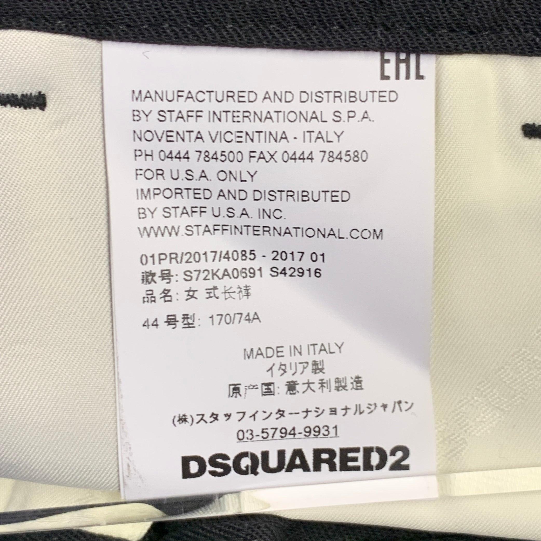 DSQUARED2 Taglia L Pantaloni da abito neri in misto lana vergine, con il fronte piatto. in vendita 1