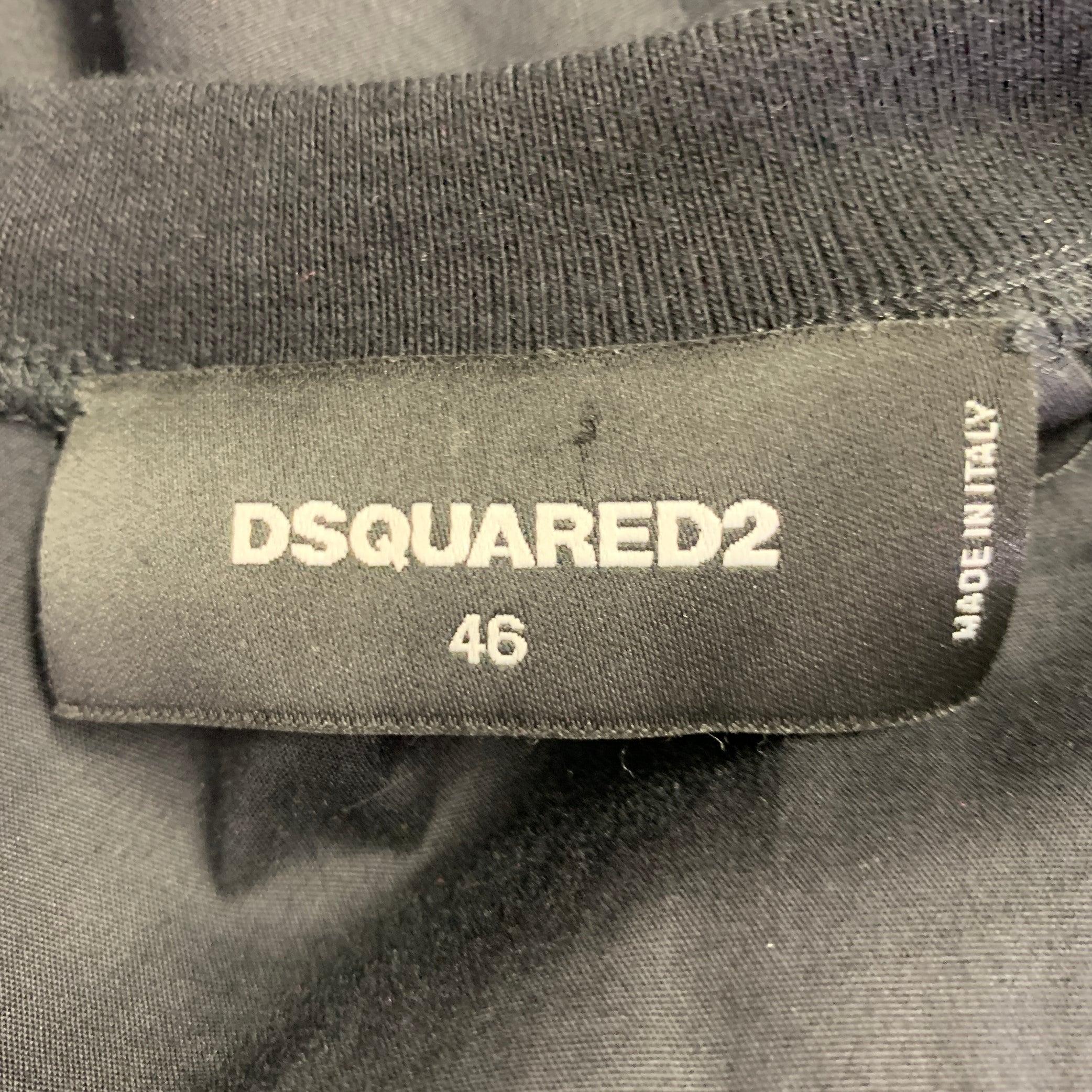 Women's DSQUARED2 Size L Black White Logo Shirt Sleeves Pullover For Sale
