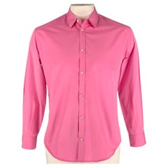 DSQUARED2 Size L Pink Cotton Button Up Long Sleeve Shirt