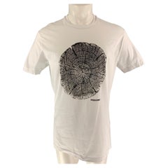 DSQUARED2 Size L White Black Cotton Short Sleeve T-shirt