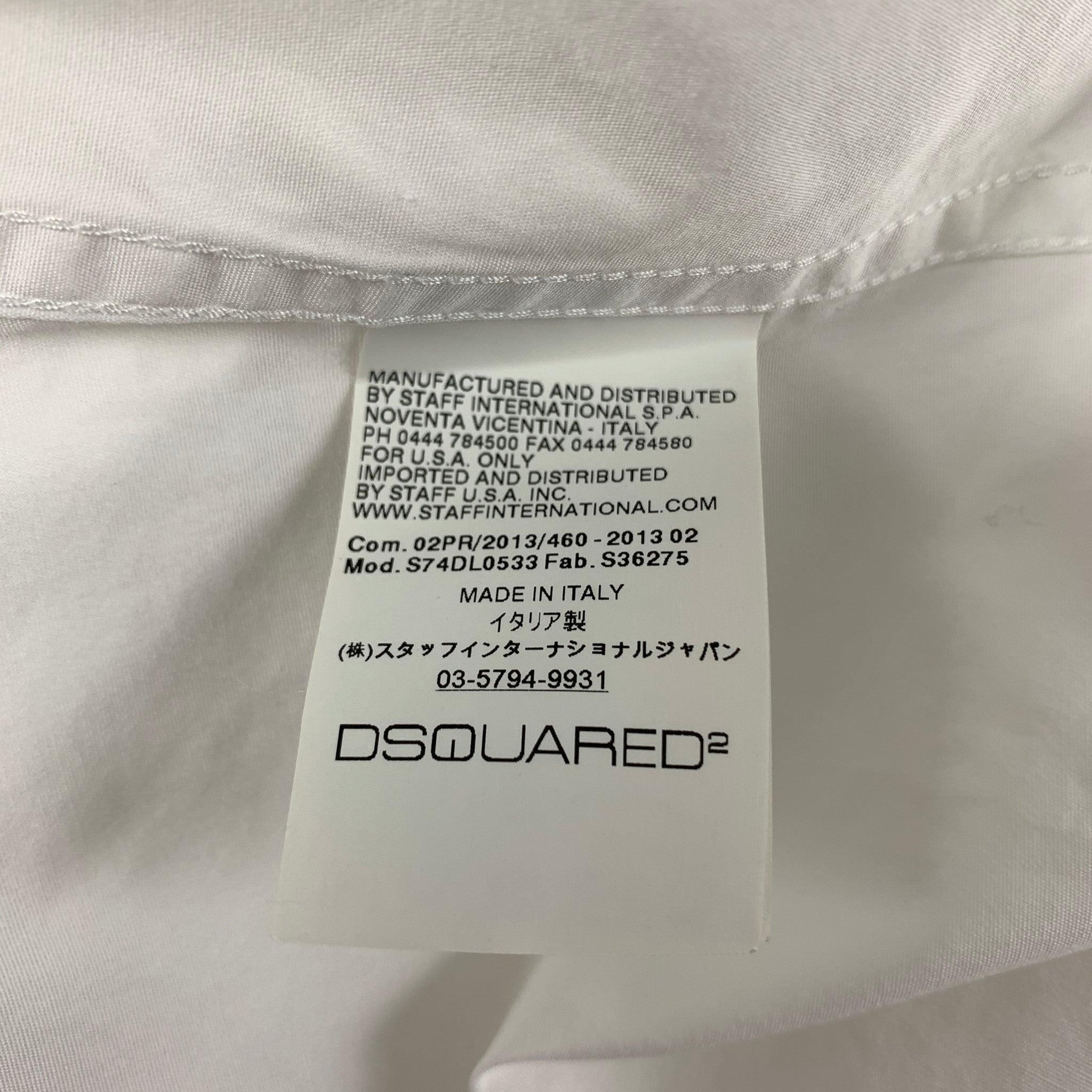 DSQUARED2 Size L White Cotton Button Down Long Sleeve Shirt For Sale 1