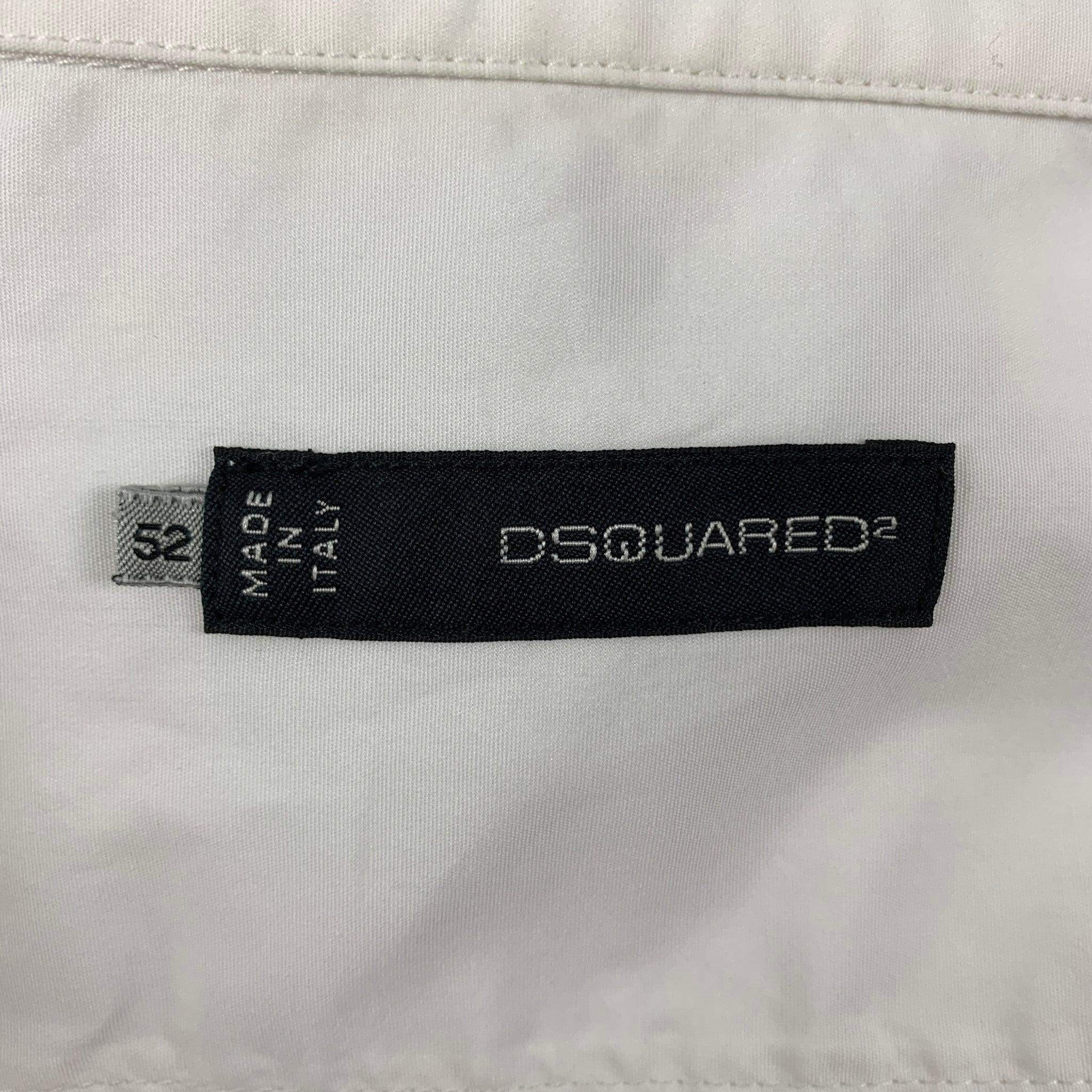 DSQUARED2 Size L White Cotton Button Down Long Sleeve Shirt For Sale 2