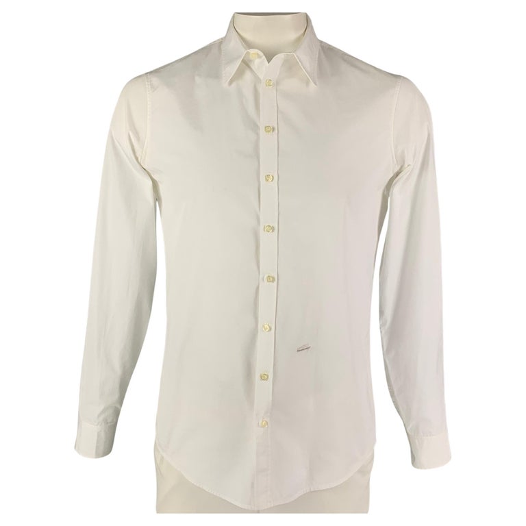 DSQUARED2 Size XL White & Black Cotton Button Up Long Sleeve Shirt