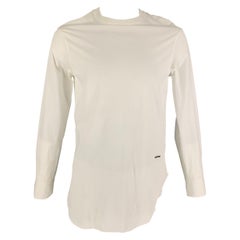 DSQUARED2 Size L White Cotton Crew-Neck T-shirt