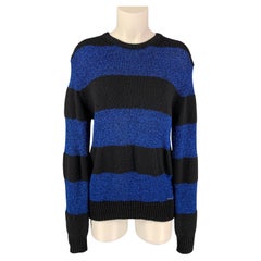 DSQUARED2 Size M Black & Blue Metallic Wool Blend Crew-Neck Sweater