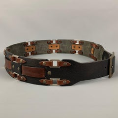 DSQUARED2 Size M Black Brown Studded Leather Belt