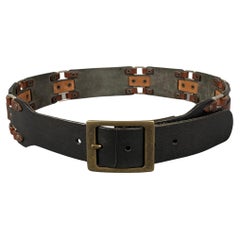 DSQUARED2 Size M Black Brown Studded Leather Belt