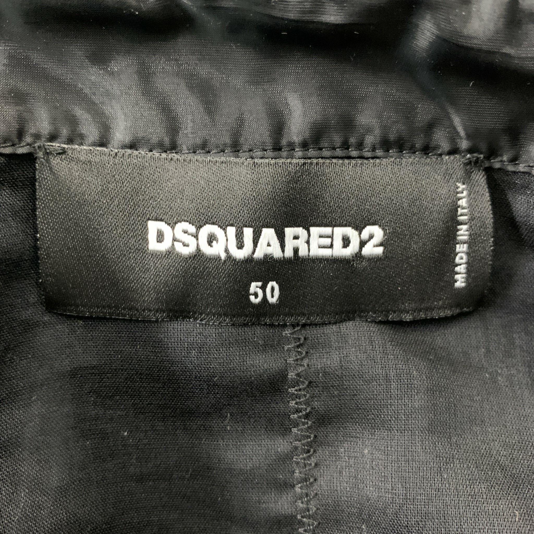 Men's DSQUARED2 Size M Black Cotton Button Up  Long Sleeve Shirt For Sale