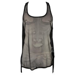 DSQUARED2 Size M Black Mesh Polyester Blend Oversized Tank Top