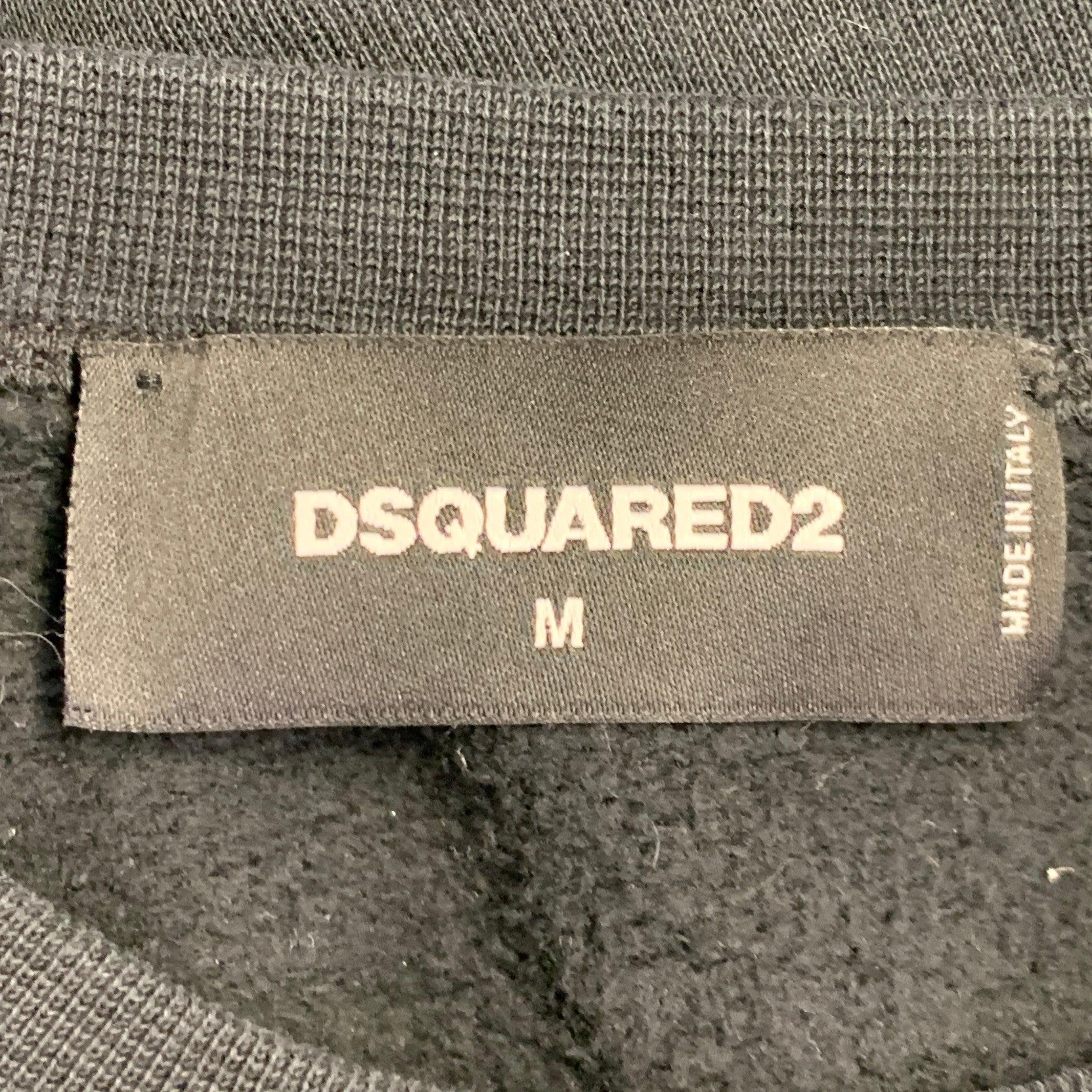 DSQUARED2 Talla M Negro Blanco Logotipo Sudadera Cuello Redondo Algodón en venta 1