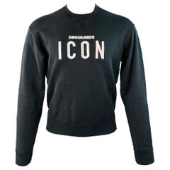 DSQUARED2 Talla M Negro Blanco Logotipo Sudadera Cuello Redondo Algodón