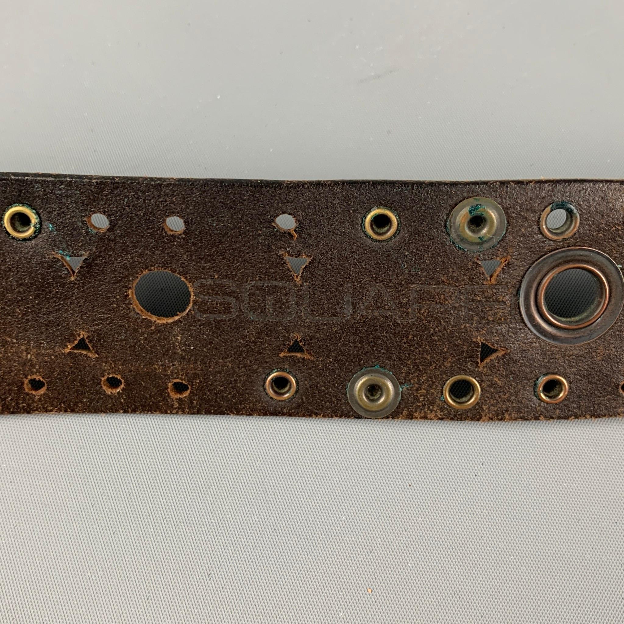 DSQUARED2 Size M Brown Perforated Leather Belt 1
