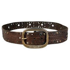 DSQUARED2 Size M Brown Perforated Leather Belt