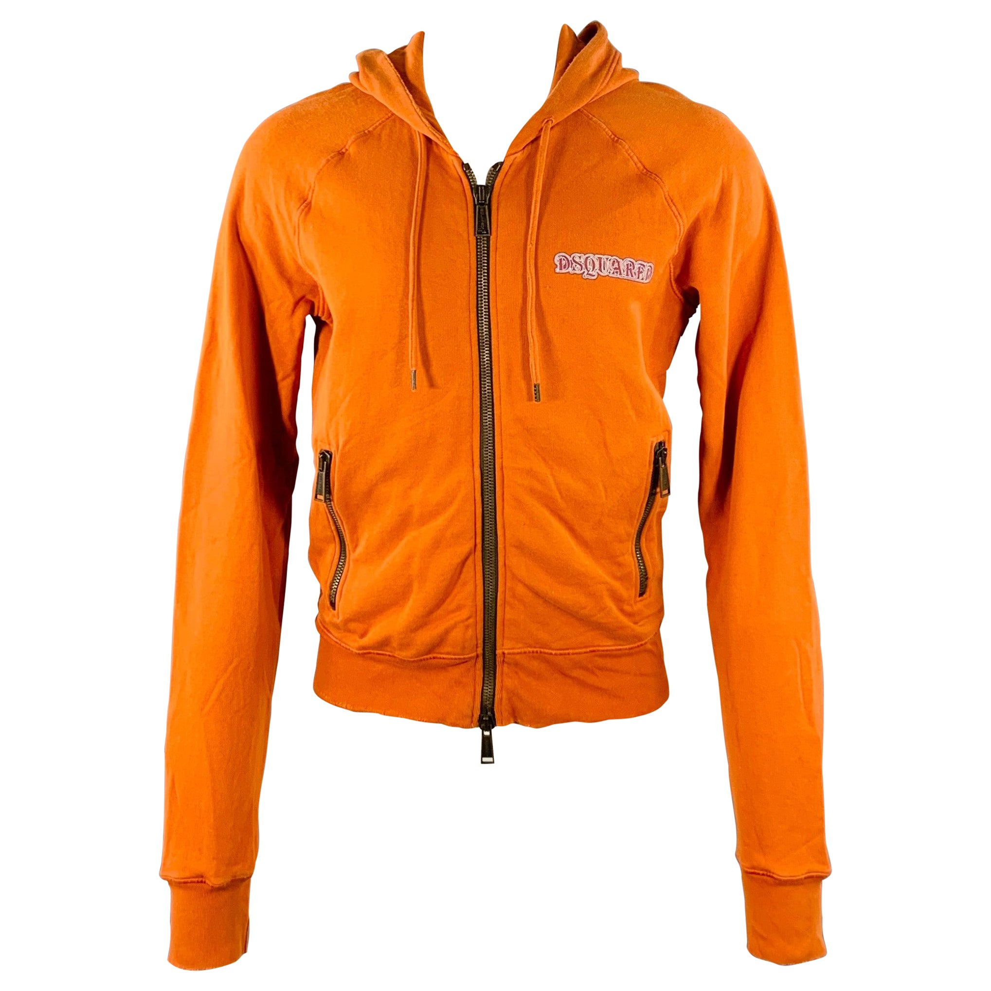 DSQUARED2 Größe M Friend Named Jesus Orange Lila Print Baumwolle Hoodie Sweatshirt