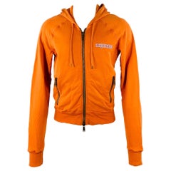 DSQUARED2 Größe M Friend Named Jesus Orange Lila Print Baumwolle Hoodie Sweatshirt