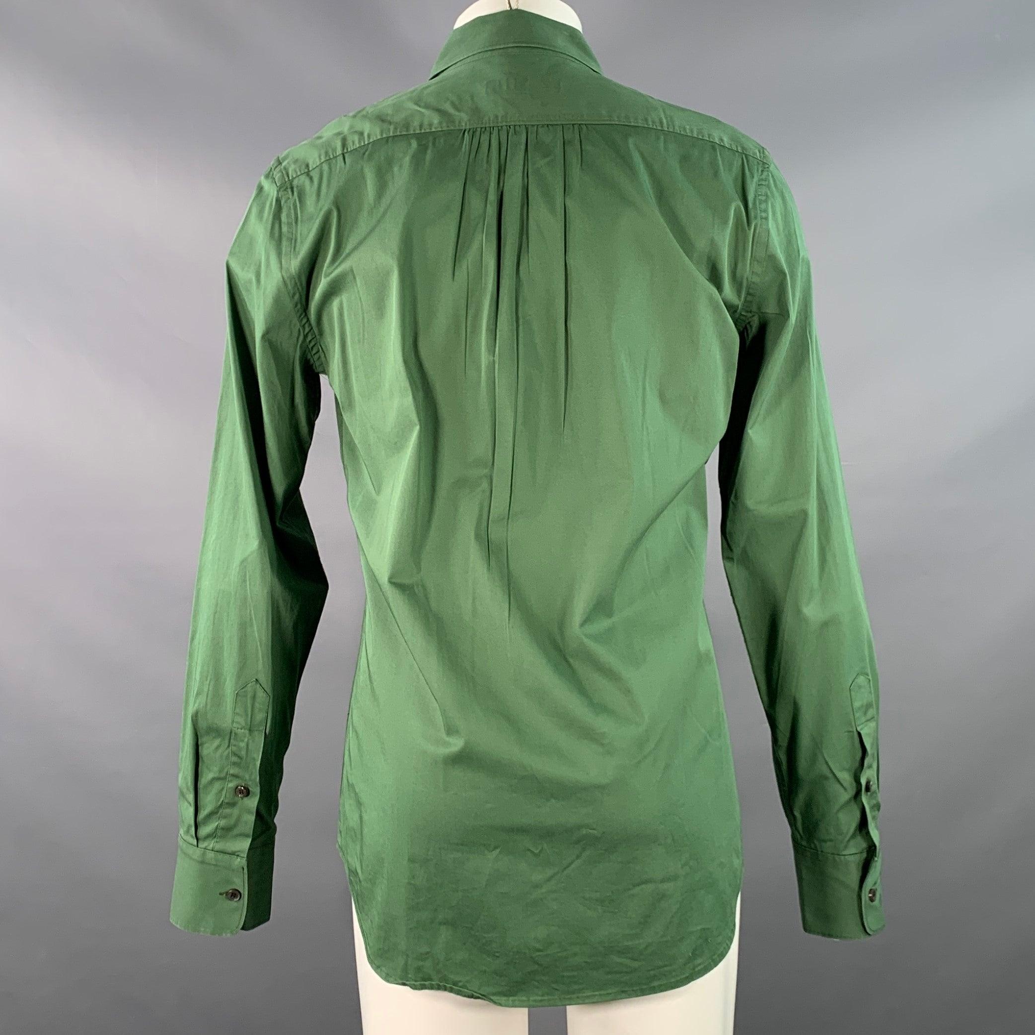 Vert DSQUARED2 Size M Chemise à manches longues à col large en coton mélangé vert en vente