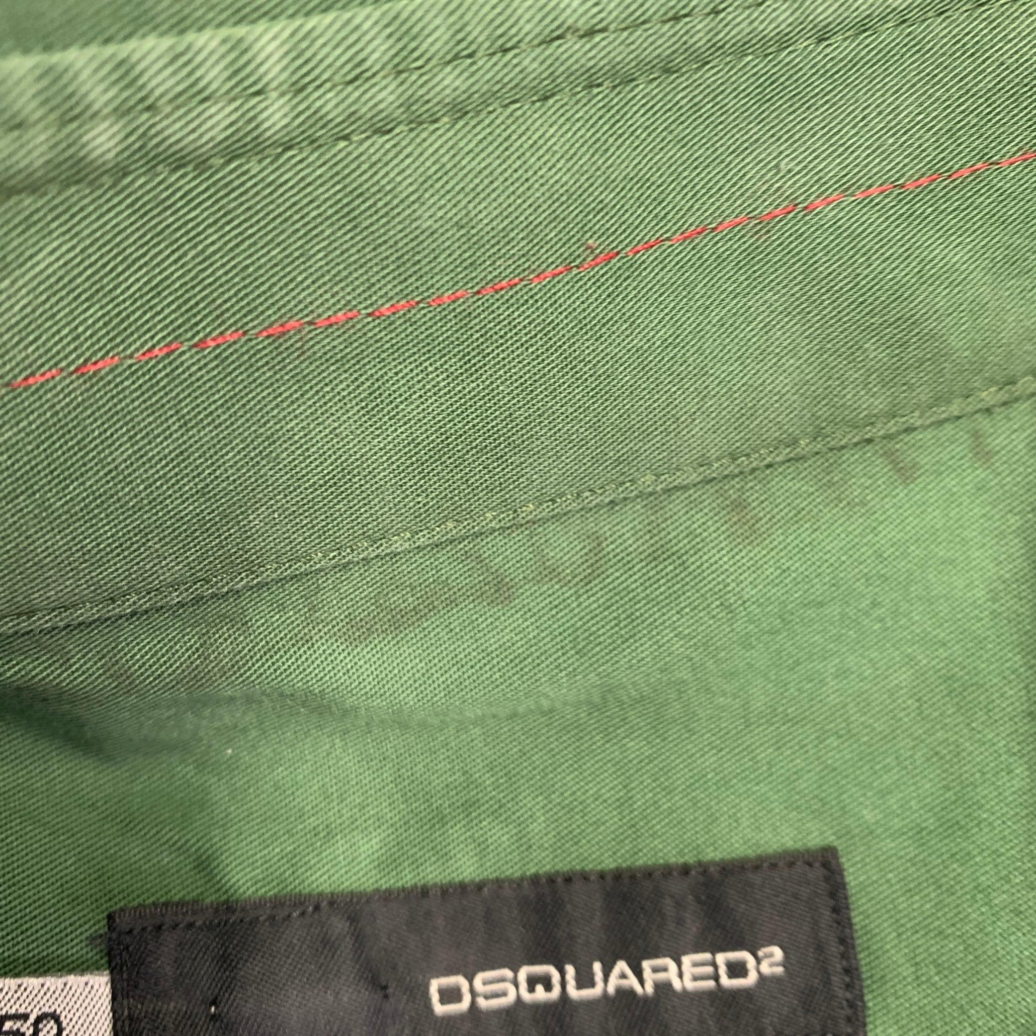 DSQUARED2 Size M Chemise à manches longues à col large en coton mélangé vert en vente 2